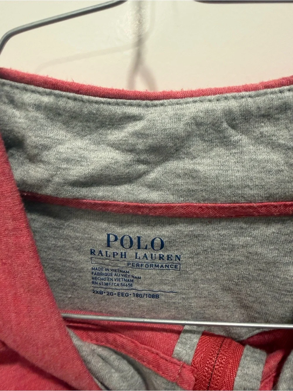 Polo by Ralph Lauren Heather Gray and Coral 1/4 Zip Pullover